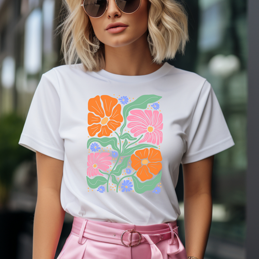 Retro Floral Short Sleeve Essential T Shirt