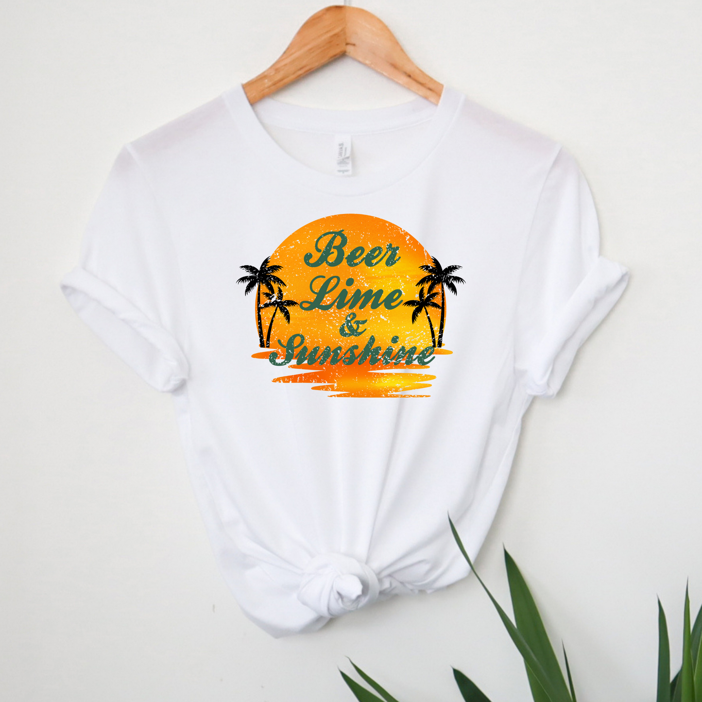 Beer Lime & Sunshine Essential Short Sleeve T Shirt - White