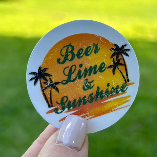 Beer, Lime & Sunshine - Waterproof Sticker